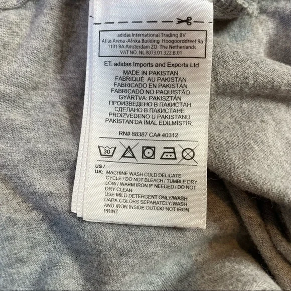 Adidas Classics 3-Stripes Tee Heather Gray Grey Small Cotton Tee Short Sleeve - Picture 6 of 11